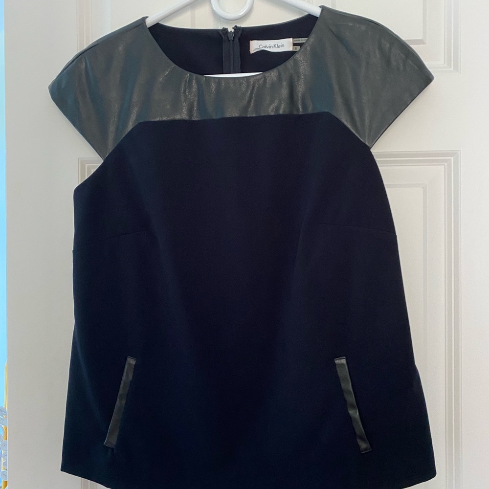 NEW MARKDOWN Calvin Klein Vegan Leather Top NWOT